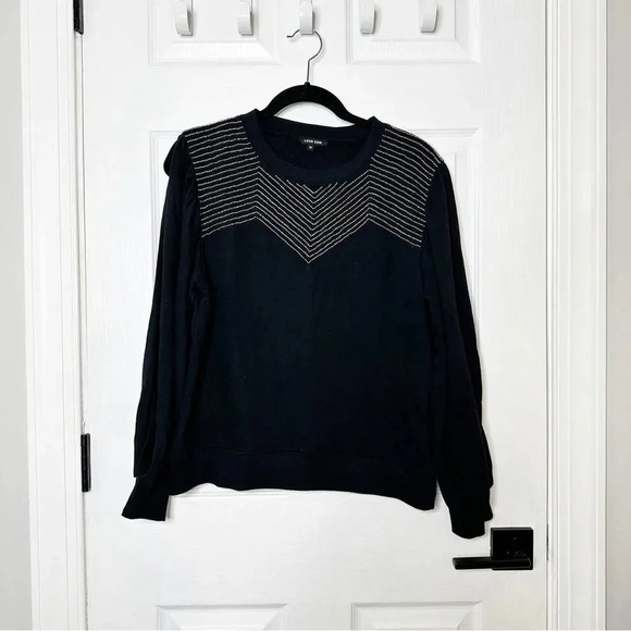 LOVE SAM Sweater‎ Beaded Split Sleeve Crew Neck Size Medium - Picture 1 of 5